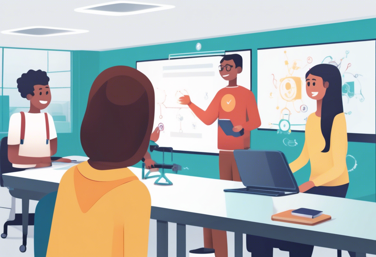La IA automatiza tareas liberando tiempo para el desarrollo y enseñanza, mejorando la gestión del conocimiento y fomentando el aprendizaje continuo