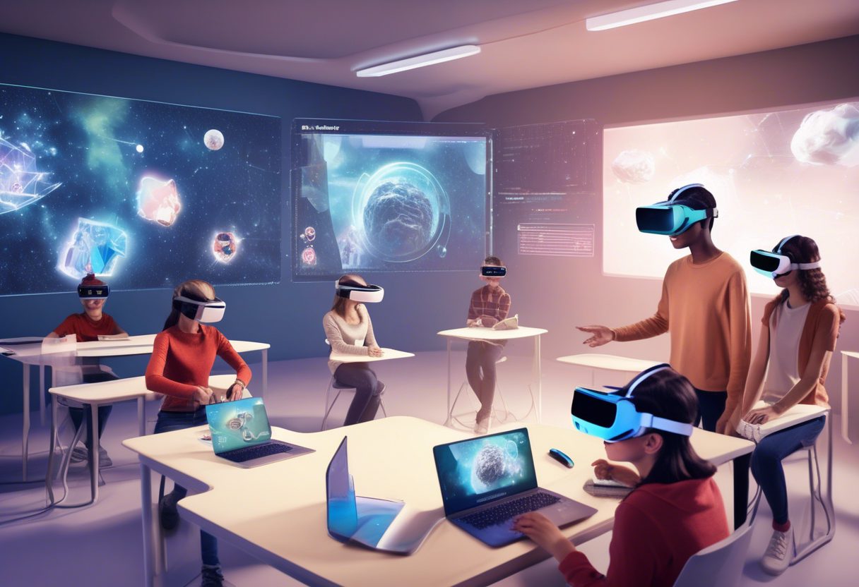 Tecnologías como Deepbrain AI y AI Studios utilizan realidad virtual para crear experiencias de aprendizaje inmersivas que mejoran la motivación y la productividad
