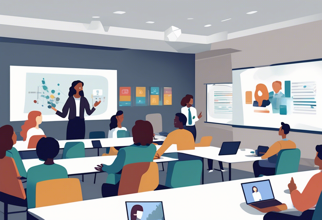 Public speaking courses are evolving to equip professionals with skills for both in-person and virtual presentations, crucial for hybrid work environments